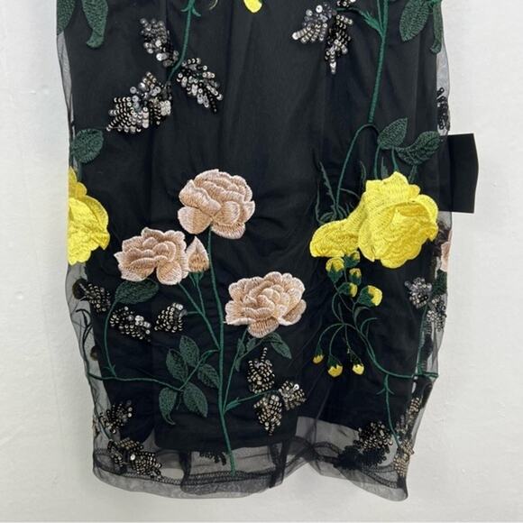 Lulu's Rue Black Floral Embroidered Sequin Bodycon Mini Dress Size XS NWT - Picture 7 of 16
